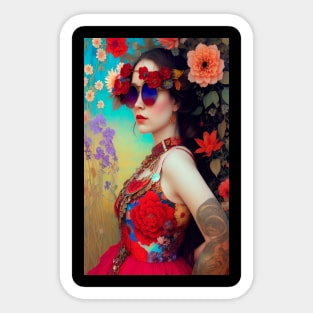 Cool Vintage Art Girl - Fashion -  Retro 60s Hippie Sticker